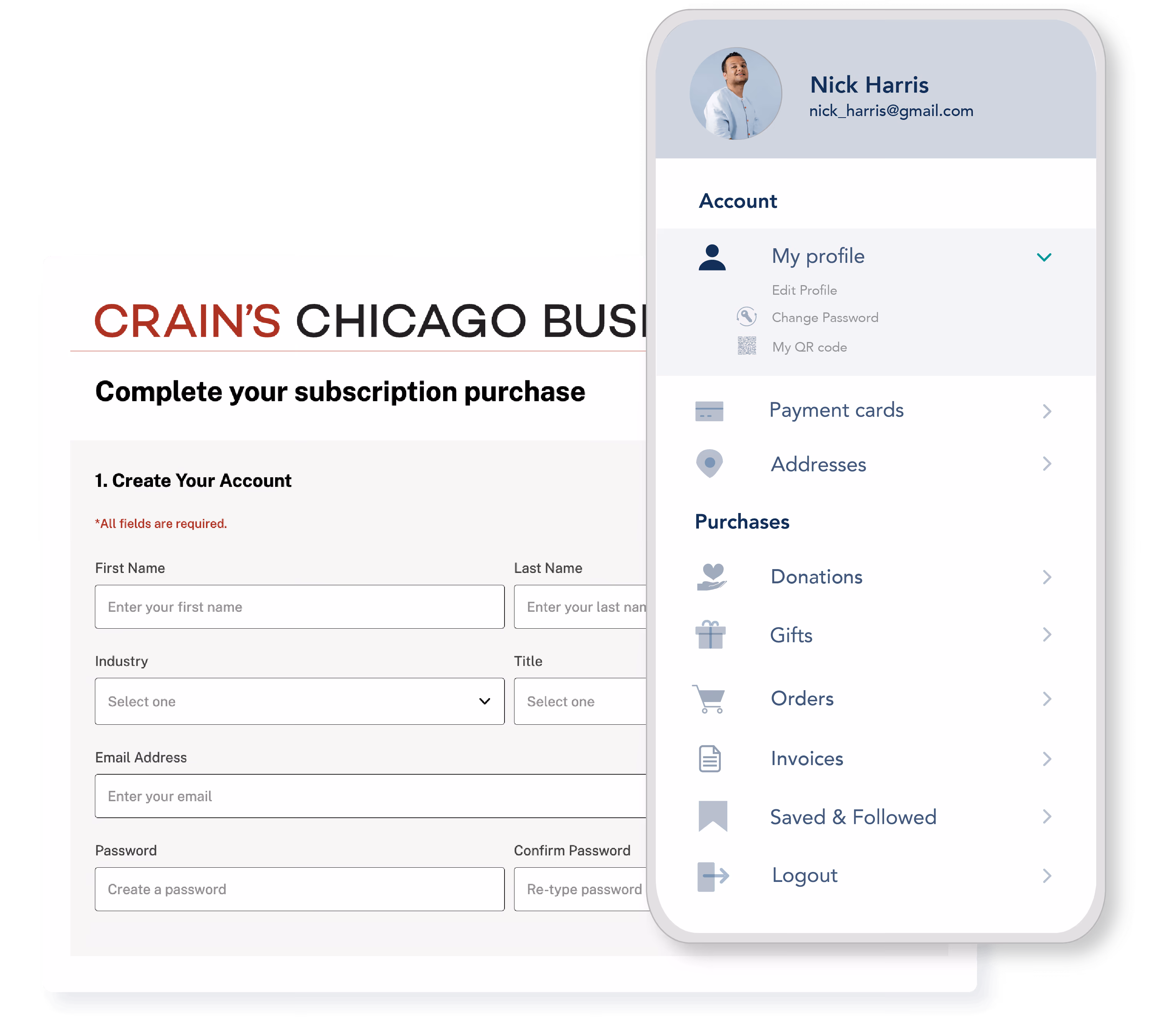 Crains Chicago Business Enhanced experience to to allow users to easily navigate site and provide a self serve experience 